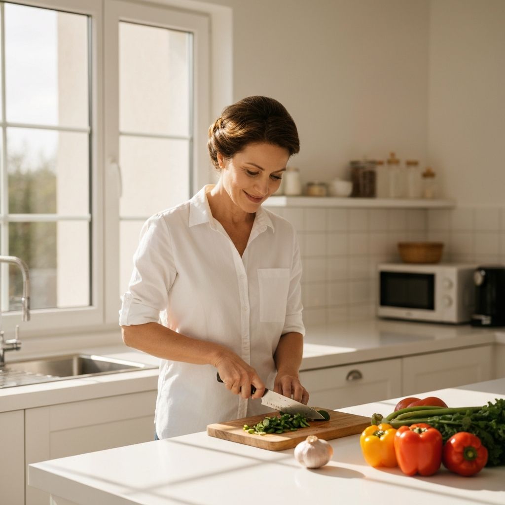 Kobieta przygotowująca zdrowe jedzenie