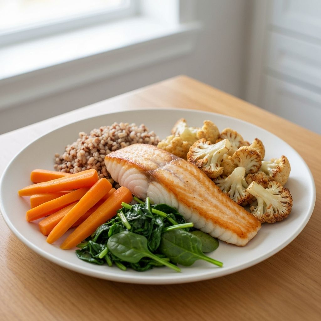 Zbilansowany talerz z jedzeniem